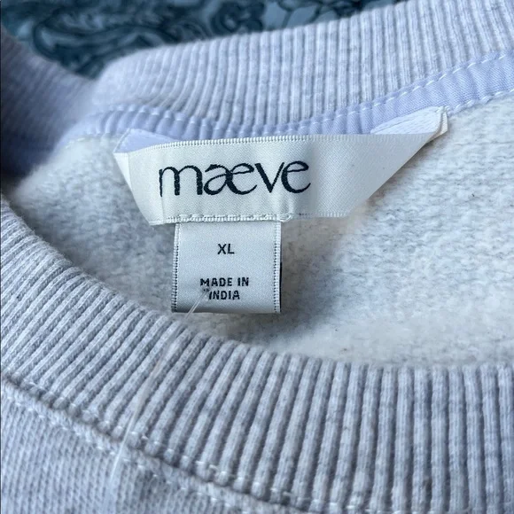 NWT Maeve Big Top Sweatshirt Gray 100% Cotton Ribbon Ties Sweatshirt Roomy XL - Picture 9 of 11